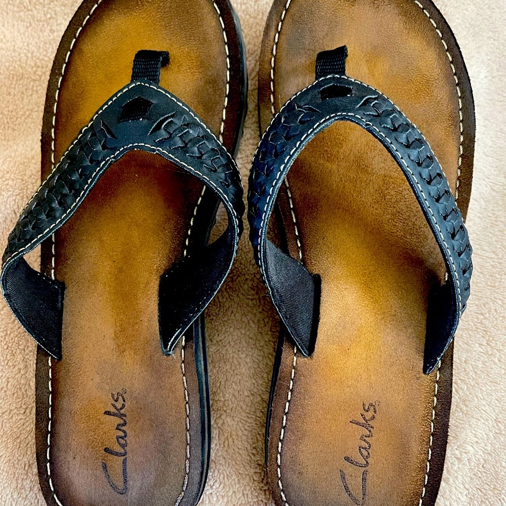 Clarks Flip Flop Faux Leather, Black